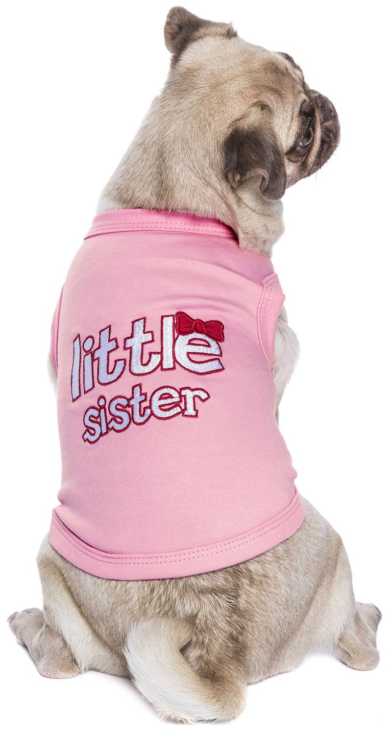 Parisian Pet Dog Cat Clothes Tee Shirts Little Brother and Sister T-Shirt Large Little Sister - BeesActive Australia