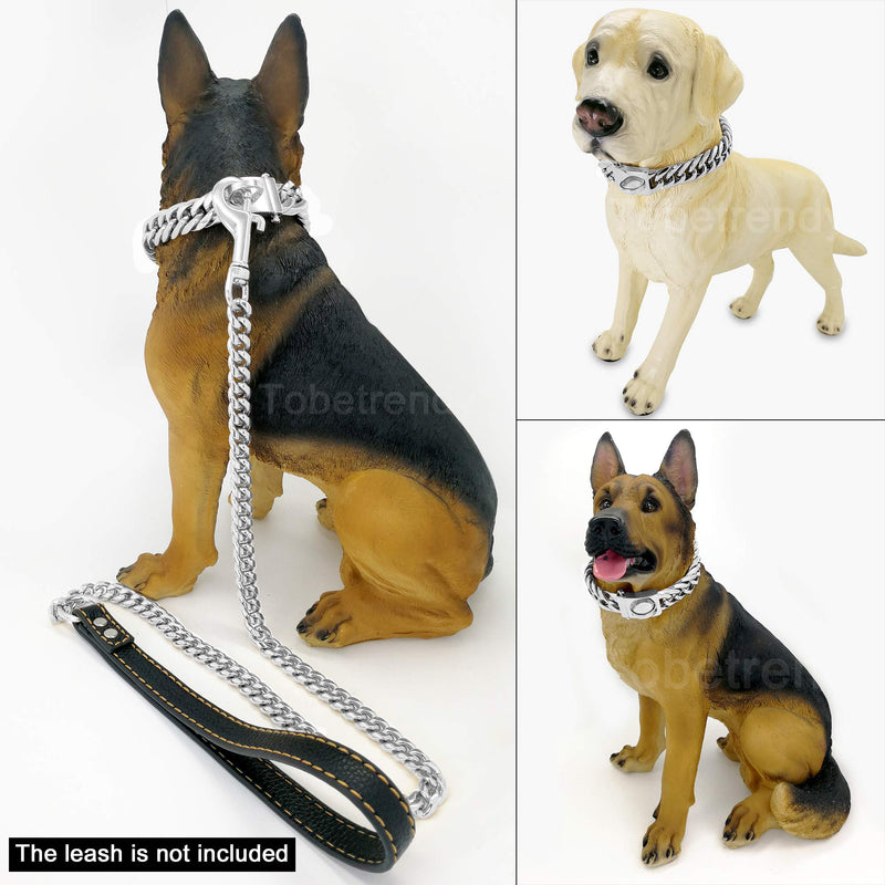 ToBeTrendy Dog Chain Collar Metal Chain Collar with Design Secure Buckle, High Polished Stainless Steel Cuban Link 16MM Heavy Duty Chew Proof Walking Collar for Small Medium Large Dogs 16" - BeesActive Australia