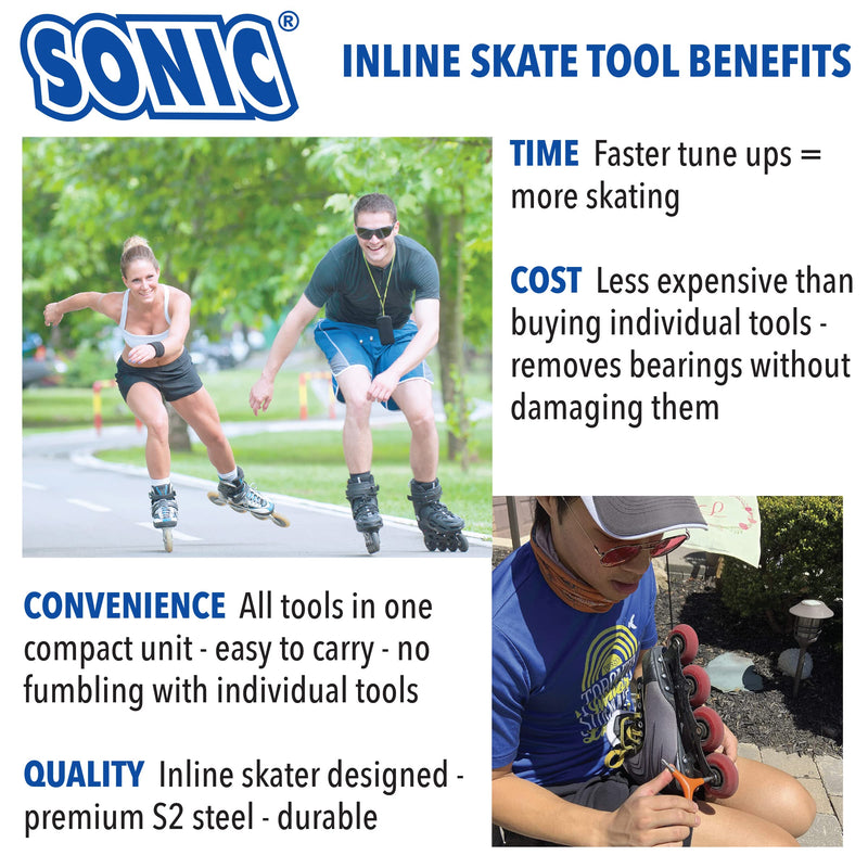 SONIC Pro Inline Skate Tool - 9 Essential Tools - 4 mm Hex and T25 Torx - Bearing Pusher and Extractor - BeesActive Australia