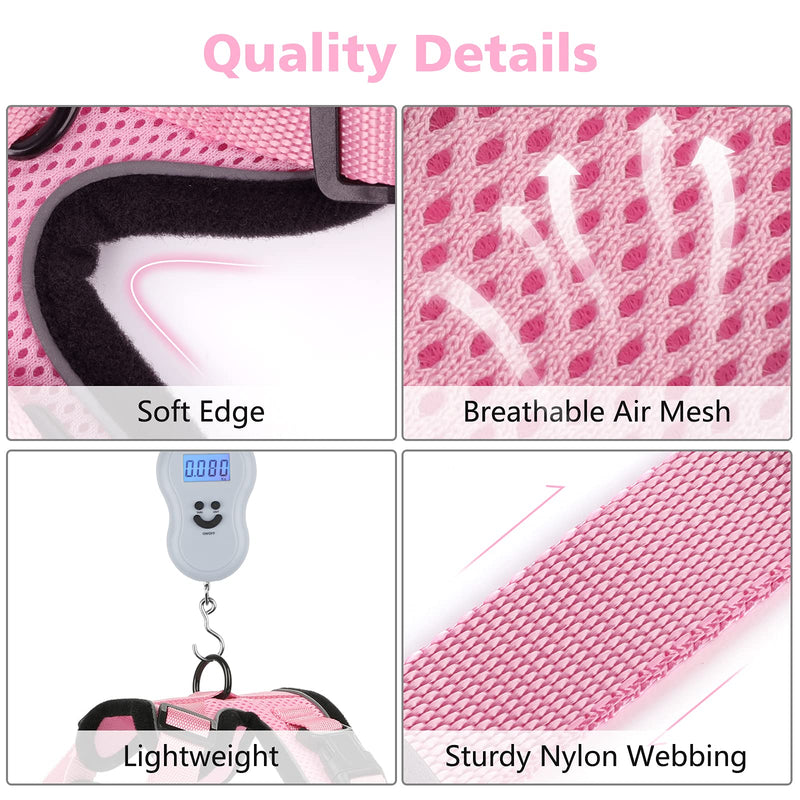 Dooradar Cat Harness and Leash Set, Escape Proof Safe Adjustable Kitten Vest Harnesses for Walking, Easy Control Soft Breathable Mesh Jacket with Reflective Strips for Cats XS Pink - BeesActive Australia