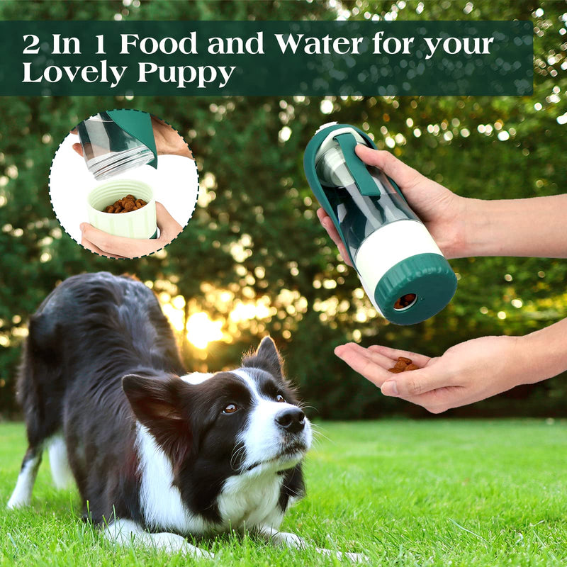 TIOVERY Upgraded Dog Water Bottle, Portable Dog Cat Puppy Pet Water Dispenser Feeder with Drinking Cup and Food Container Leak Proof for Outdoor Walking, Travel, Hiking 12OZ - BeesActive Australia
