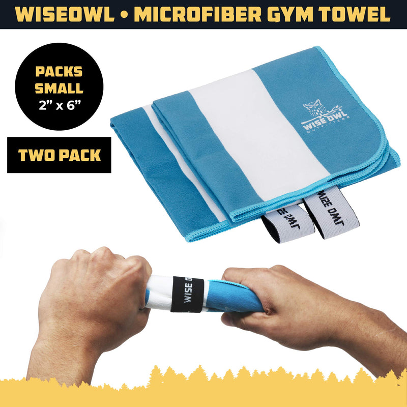 Wise Owl Outfitters Gym Towels - Microfiber Quick Dry Workout Towel - Sports Travel Sweat Sport Athletes Men Women - Lightweight Compact Super Absorbent - 2 Pack Blue Blue (2) Small 12x24 (2 pack) - BeesActive Australia
