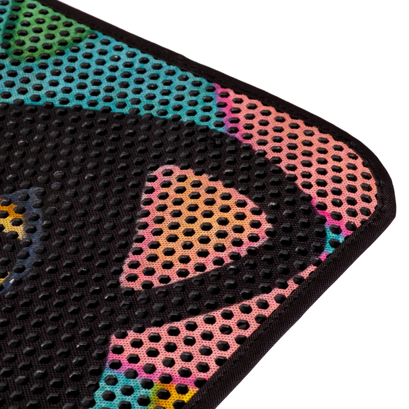 FOREVERPETSUPPLIES Cat Litter Mat 24"x16", Litter Box Mat Large, Double Layer Litter Trapping Mat, Water & Urine Proof Kitty Litter Mat for Litter Box, Colorful Kitty Design Cat Mat Black - BeesActive Australia