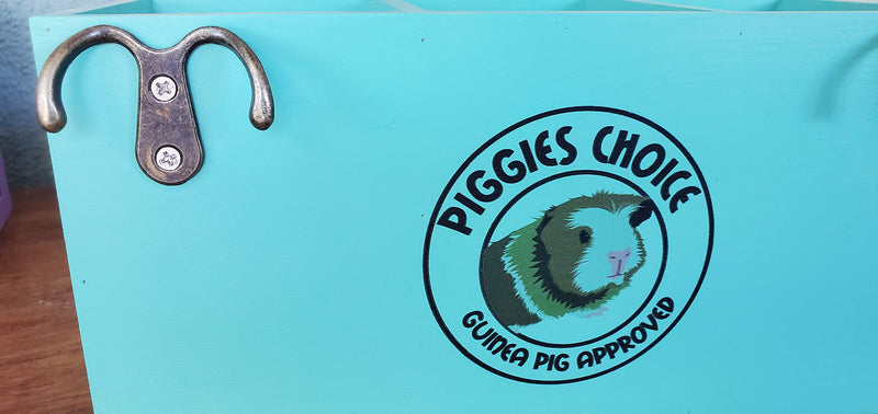 Piggies Choice Hay Feeder Natural Pine Wood Arch Guinea Pig Hay Rack with Option to Attach to Cage Teal with Bottom - BeesActive Australia