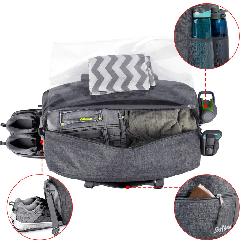 Sports Gym Bag with Wet Pocket & Shoes Compartment, Travel Duffel Bag for Men and Women Lightweight 1-Gray Medium (19") - BeesActive Australia