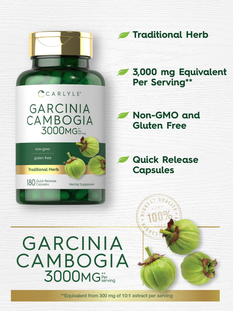 Carlyle Garcinia Cambogia 3000mg | 180 Capsules | Non-GMO, Gluten Free Supplement Extract - BeesActive Australia
