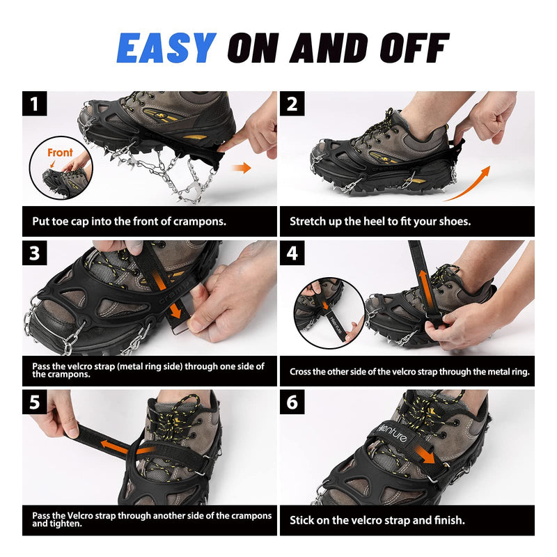 Hikenture Leg Gaiters(Size S) and Ice Cleats Crampons(Size M), Anti-Tear Hiking Gaiters and 19 Spikes Shoe Ice & Snow Grips, Shoe Gaiters & Microspikes for Hiking, Fishing, Walking, Mountaineering - BeesActive Australia