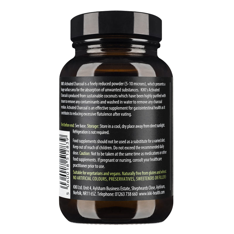KIKI Health Activated Charcoal Powder, 70g | Food Grade Supplement For Bloating and Detox | Teeth Whitening | From Coconut Shells - BeesActive Australia