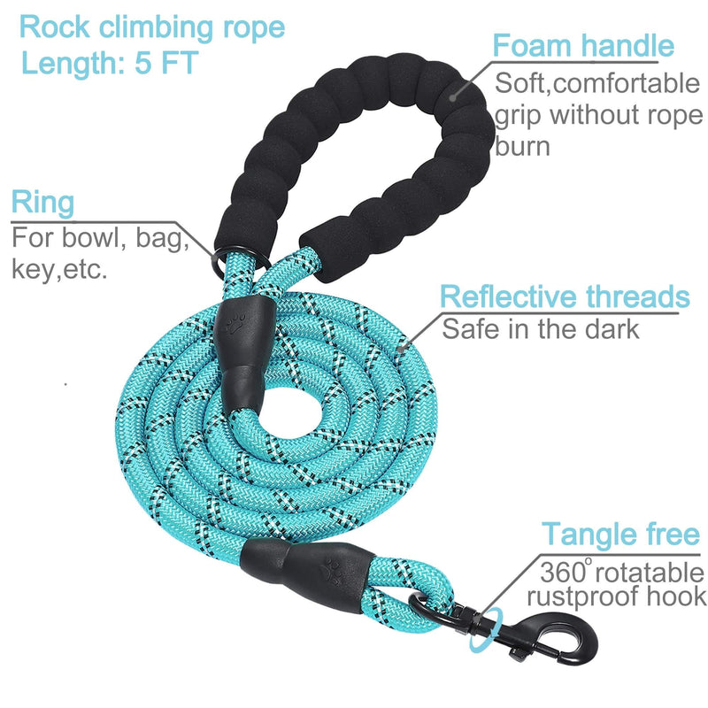haapaw 2 Packs Martingale Dog Collar with Quick Release Buckle Reflective Dog Training Collars for Small Medium Large Dogs Medium (Pack of 1) Turquoise, Collar+Leash - BeesActive Australia