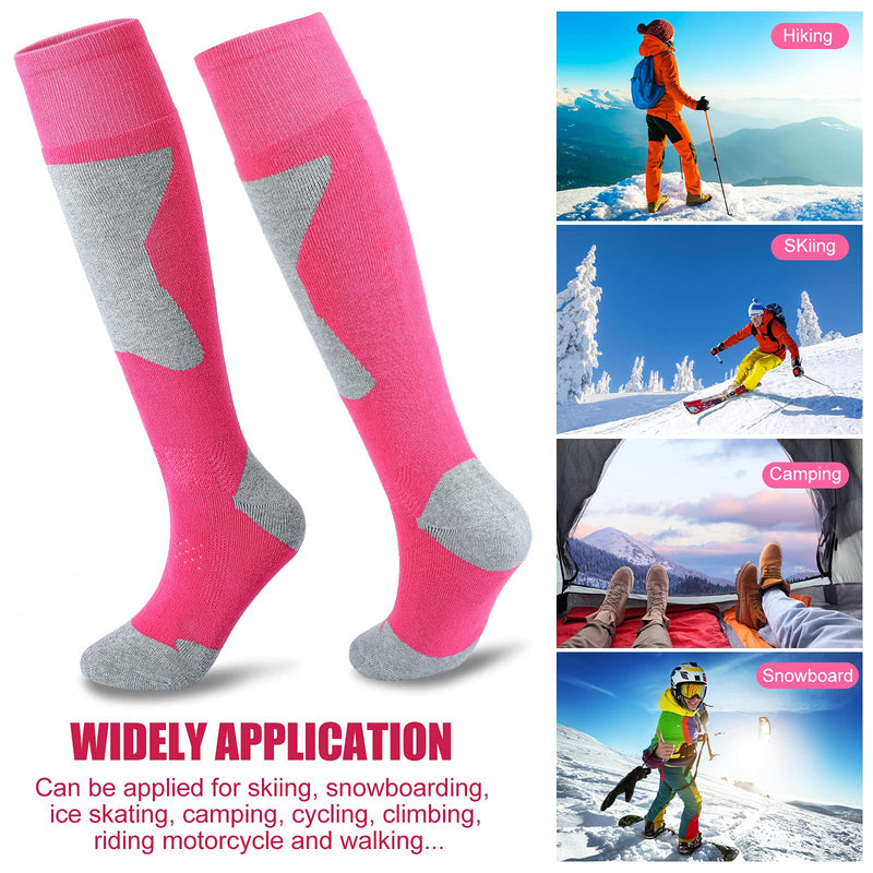SATINIOR 2 Pairs Women's Ski Socks Warm Skiing Calf Cross Country Skis Snowboard Winter Supplies for Women girls Skiing, Snowboarding, Sport, Outdoor Recreation, Pink, Purple and Gray - BeesActive Australia