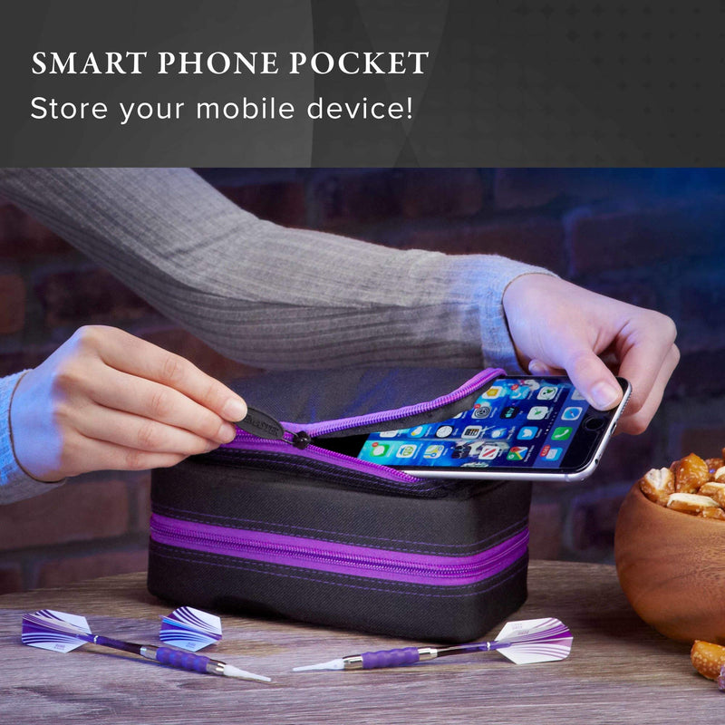 Casemaster Plazma Pro, 6 Dart Case for Soft and Steel Tip Darts, Features Large Front Mobile Device Pocket, Built-In Storage Tubes and Pockets for Flights, Tips, Shafts, and Personal Items - BeesActive Australia