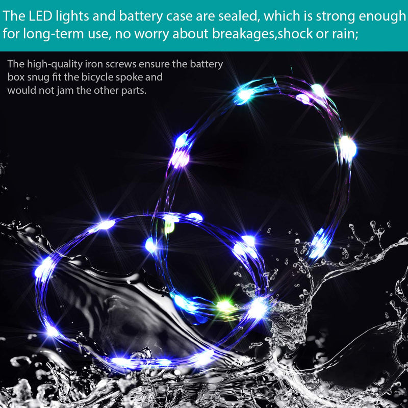 Waybelive LED Bike Lights Kit,Remote Control Bicycle LED Light, Change Color by Yourself, Waterproof, Super Bright to Ride at Night. Good Gift for Kids Wheel Lights - BeesActive Australia