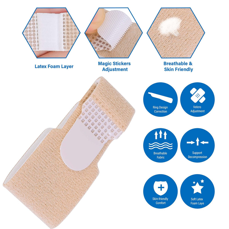 DYKOOK Broken Toe Wraps Splint Bandages 6 Pcs, Toe Straighteners Toe Separator Spacers for Bent Toes Overlapping Toes Hammer Toe - BeesActive Australia