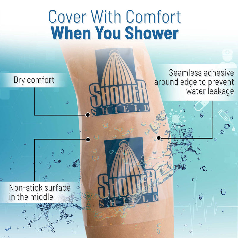 Shower Shield | 10x12 Inch PICC Line Shower Cover | Catheter Shower Cover, 10x12 Inch (Pack of 7) - BeesActive Australia