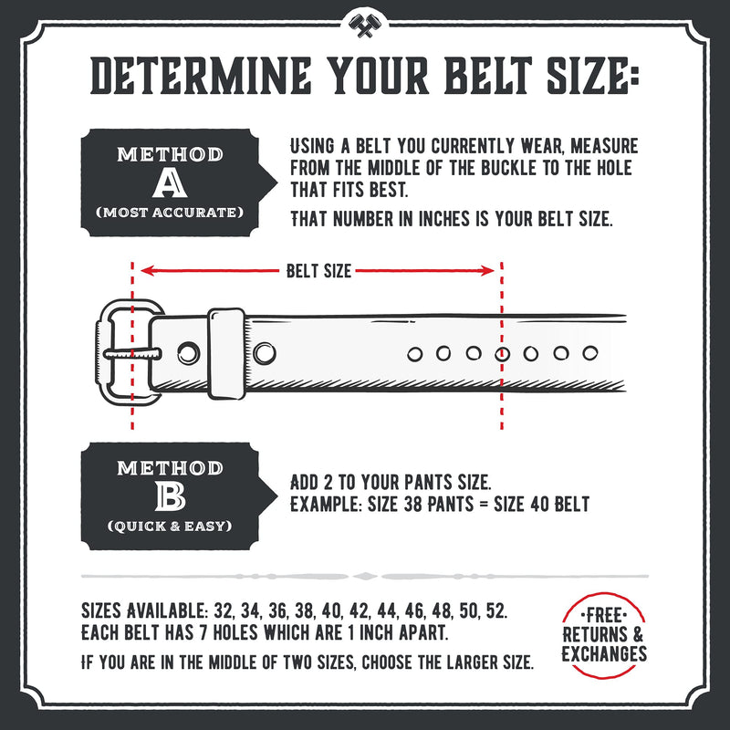 The Bootlegger Leather Belt | Made in USA | Full Grain Leather | Mens Belt Bootlegger Brown - Black Buckle Size 34 (Fits Size 32 Pants) - BeesActive Australia
