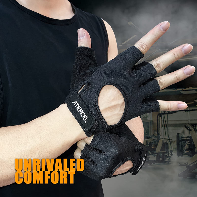 Atercel Weight Lifting Gloves Full Palm Protection, Workout Gloves for Gym, Cycling, Exercise, Breathable, Super Lightweight for Mens and Women Grey Black Large - BeesActive Australia