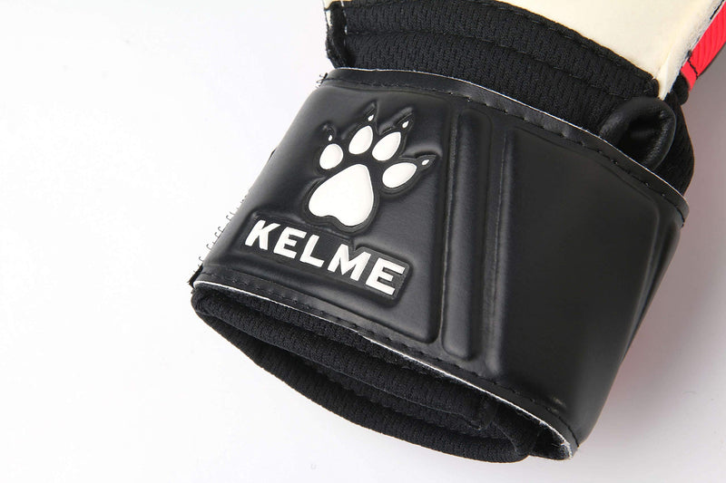 Kelme Soccer Goalkeeper Gloves  Indoor and Outdoor - Training, Match and Professional Goalie Gloves for Adults and Kids with Finger Protection Black/Red Size 5 (Youth) - BeesActive Australia