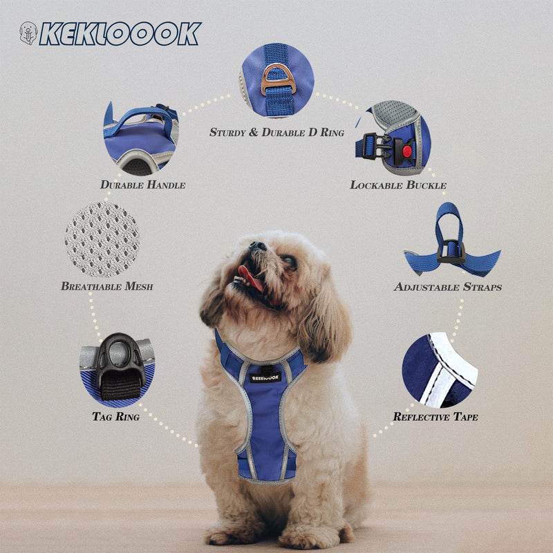 Puppy Vest Harness, Dog Outing Over Head Vest Pet Adjustable Ventilation Harness Reflective Breathable Mesh S - BeesActive Australia