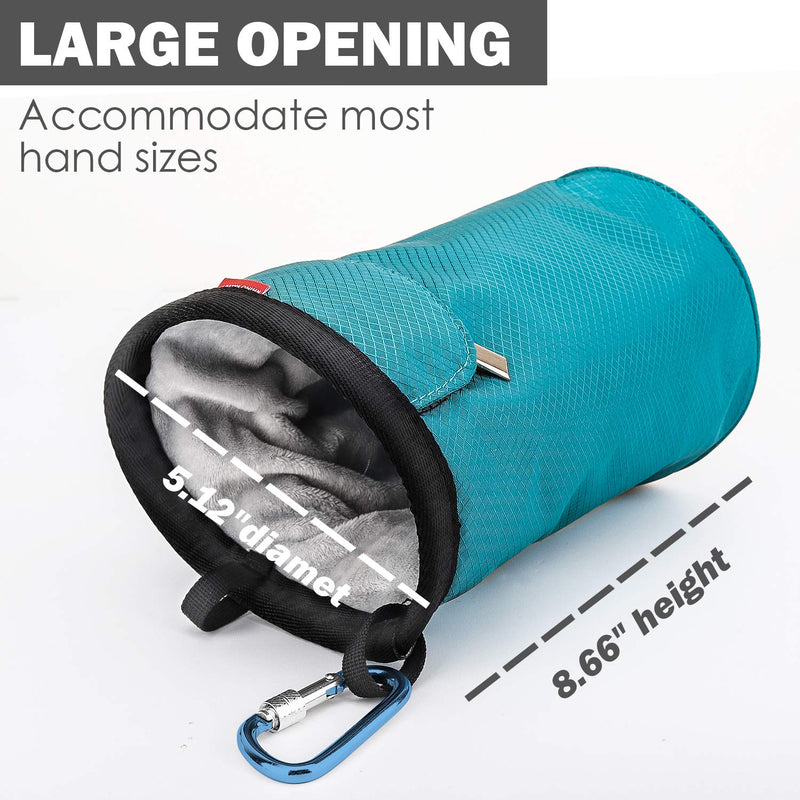 Rhino Valley Climbing Chalk Bag, No Leak Drawstring Closure Bag with Adjustable Belt, Carabiner Clip and Zippered Pockets for Climbing, Gymnastics, Cross Fit, Weight Lifting & More Light Blue - BeesActive Australia