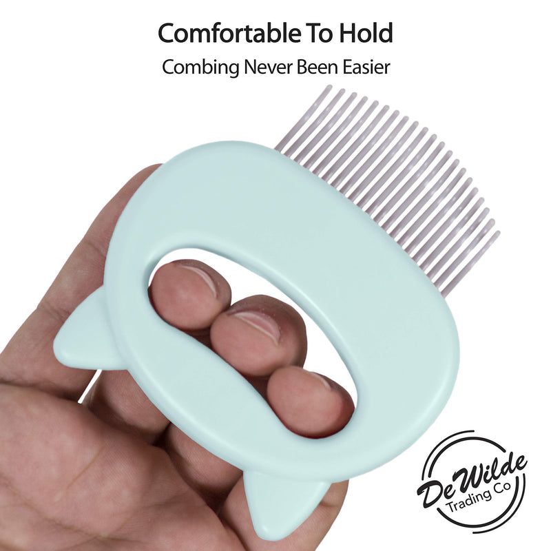 Cat Grooming Comb - Green Massage Comb - Light Hair or Fur Removal Soft Dematting Detangling and Deshedding - Pet Shedding Remover Tool for Cats Dog Rabbit Sea Foam Green - BeesActive Australia