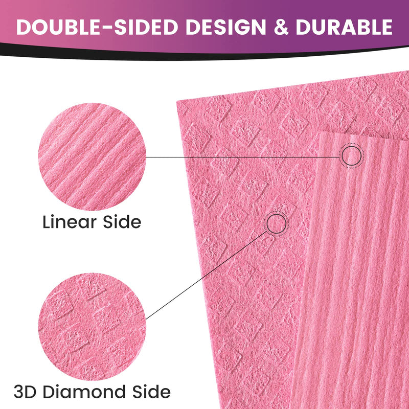 Homaxy Swedish Dishcloths for Kitchen, 10 Pack Reusable and Eco-Friendly Cellulose Sponge Cloths Dish Towels, Absorbent and No Odor Paper Towels for Dishes ＆ Counters, Pink Pack of 10 - BeesActive Australia