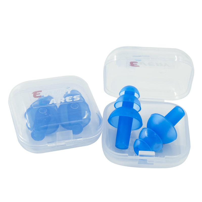 Every Cares Silicone Swimming Earplugs, 6 Pairs, Comfortable, Waterproof, Ear Plugs Swimming Showering Case Blue - BeesActive Australia
