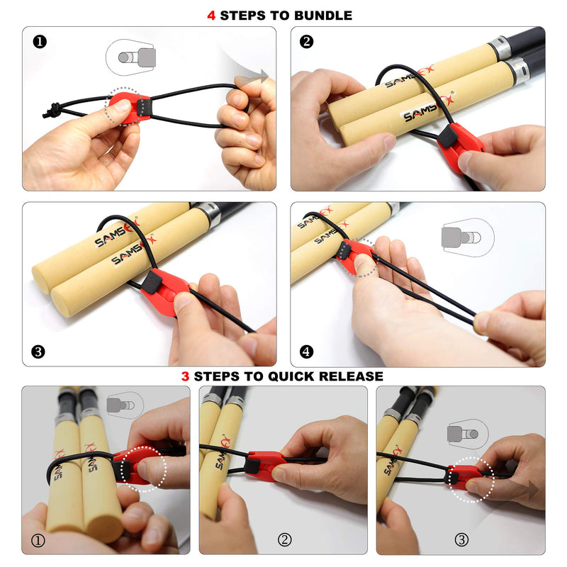 [AUSTRALIA] - SAMSFX Fishing Quick Rod Ties Leash for Pole Holders Organizer Bunngee Cord Straps 20cm / 7.8", S 