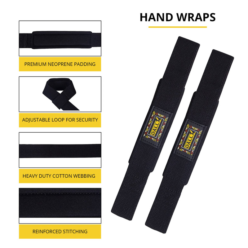DALLX Weight Lifting Straps for Deadlifting Powerlifting Bodybuilding Gym Fitness Workout Soft Cotton Neoprene Wrist Strong Grip Support for Men and Women – Pair Black - BeesActive Australia
