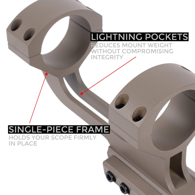 Monstrum H-Series V1 Hollow Frame Lightweight Offset Cantilever Picatinny Scope Mount | Flat Dark Earth 30 mm diameter - BeesActive Australia