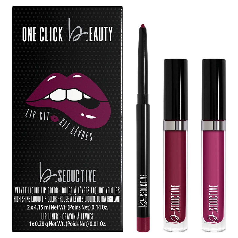 One Click Beauty b.SEDUCTIVE 3-Piece Lip Kit, Longwear Makeup, The Berries - BeesActive Australia