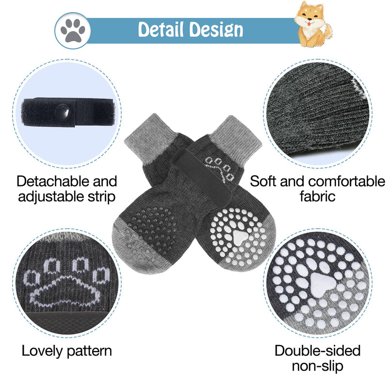 SCENEREAL Double Side Anti-Slip Dog Socks, Non Slip Dogs Sock for Hardwood Floors, 3 Pairs Pet Paw Protectors Indoor, Prevent Floor Scratching, Stop Licking Paws Grey Pearl Paw Medium (Pack of 6) - BeesActive Australia