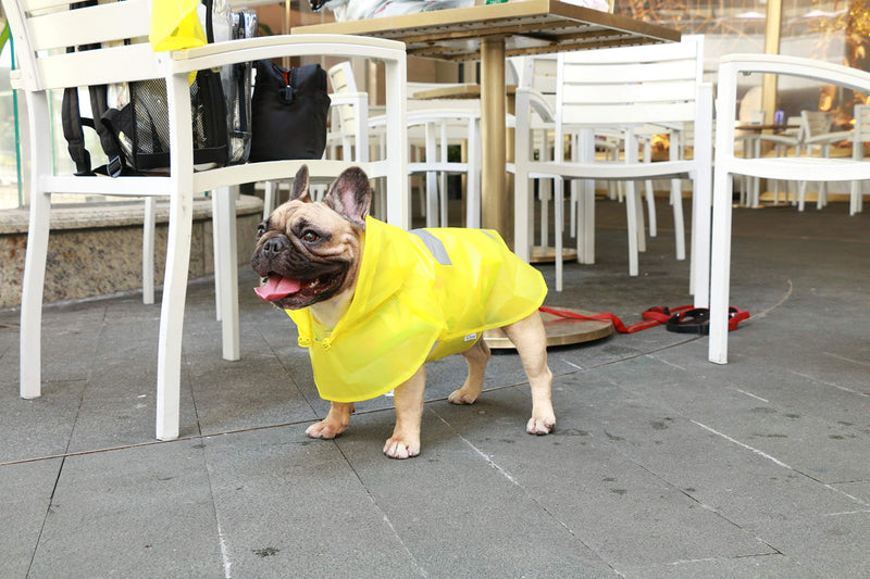 iChoue Dog Raincoat Rain Coat Jacket Poncho Hoodies with Hood Reflective Adjustable Rainwear Medium (Pack of 1) Yellow - BeesActive Australia