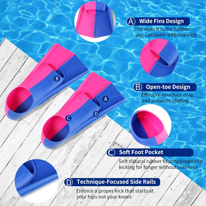 Foyinbet Kids Swim Fins,Short Youth Fins Swimming Flippers for Lap Swimming and Training for Child,Girls,Boys NavyBlue / Red Small - BeesActive Australia