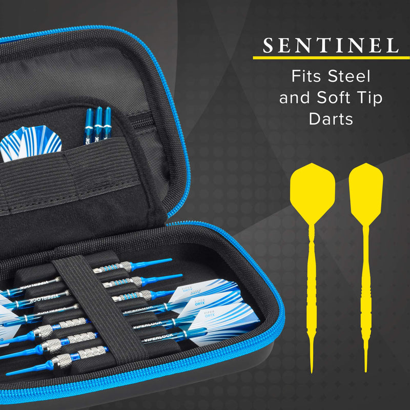 Casemaster Sentinel EVA Foam Shell Dart Case, Holds 6 Darts and Extra Accessories, Tips, Shafts and Flights, Compatible with Steel Tip and Soft Tip Darts Blue - BeesActive Australia