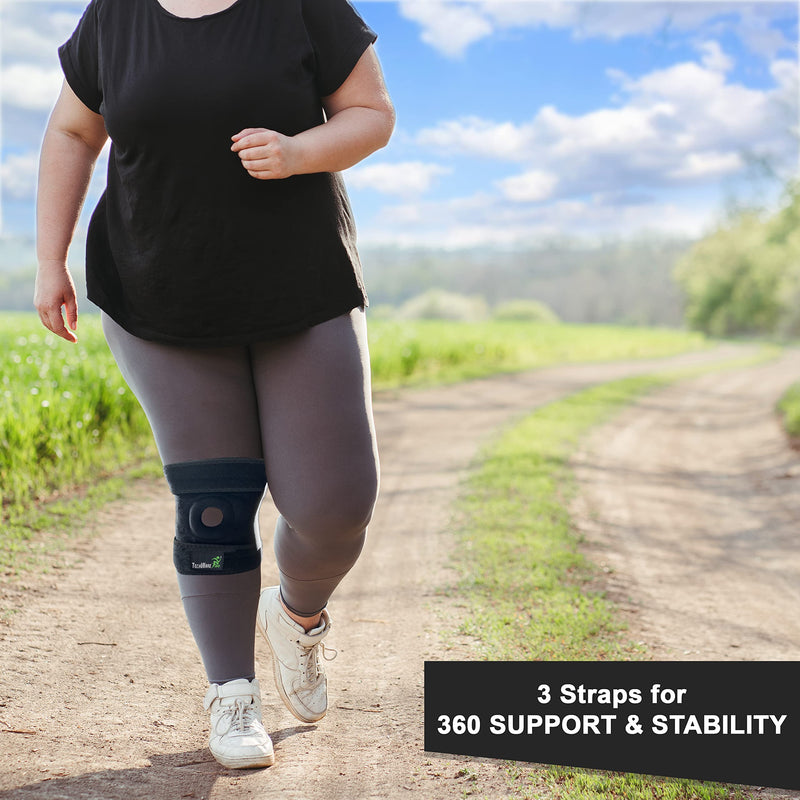 TechWare Pro Knee Brace Support - Knee Braces for Knee Pain. Relieves ACL, LCL, MCL, Meniscus Tear, Arthritis, Tendonitis Pain. Dual Stabilizers Non Slip Neoprene. Adjustable Bi-Directional Straps -5 Sizes Black Large - BeesActive Australia