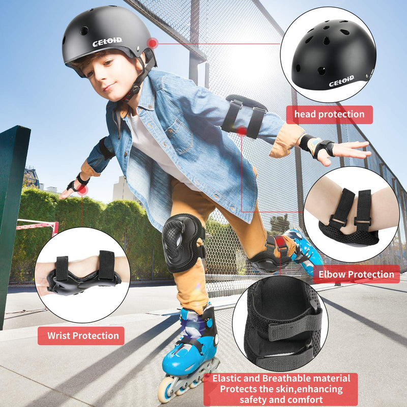 CELOID Kids Bike Helmet,Toddler Skateboard Helmets for Ages 2-3-5-8-14 Years Boys Girls?Adjustable Multi-Sport Bicycle Skateboarding Football Roller Skating Scooter Rollerblade Balance Bike Helmet S(18"-20.5"/ 2 -7years) Black - BeesActive Australia