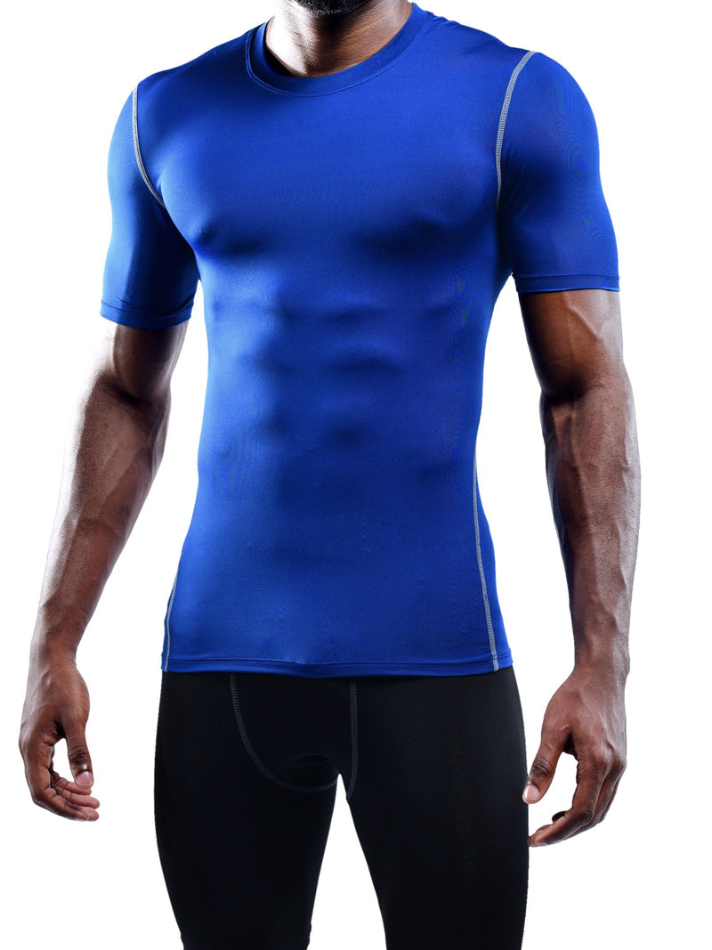 Neleus Men's 3 Pack Athletic Compression Under Base Layer Sport Shirt Small 5003# Black,grey,blue,3 Pack - BeesActive Australia