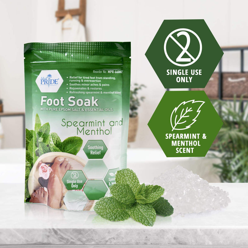 Medpride Epsom Foot Bath Salts For Soaking With Spearmint & Menthol Essential Oils- Pain Relief Foot Soak -Home Spa Body Care For Sore Feet – Natural Softening & Relaxing, Soothing & Restoring- 19.2oz - BeesActive Australia