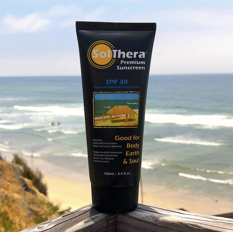 SolThera Premium Sunscreen (Natural Mineral Sunscreen, Kids, Reef Safe, Coral Safe, Waterproof, Non-Nano, Biodegradable Sunblock, Travel Size, Light Coconut Scent) - BeesActive Australia
