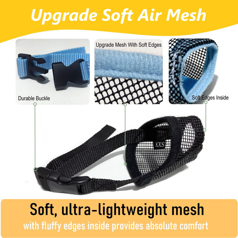 Pet Supply Quick Fit Dog Muzzle with Adjustable Straps, Black Nylon, XXS XS S M L XL XXL Mesh-Black XX-Small - BeesActive Australia