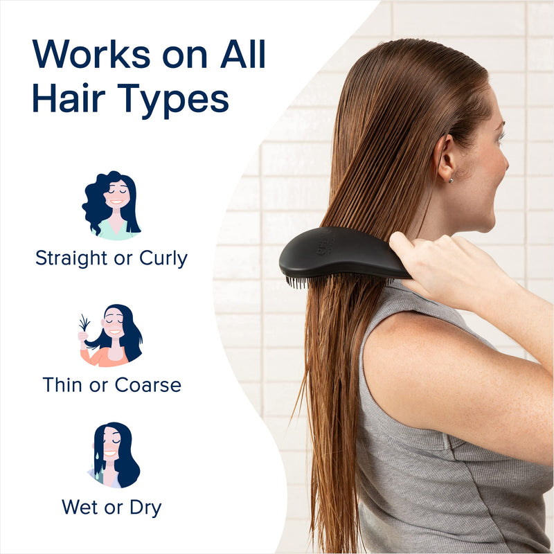 Crave Naturals Glide Thru Detangling Hair Brush for Adults & Kids Hair - Detangler Brush for Natural, Curly, Straight, Wet or Dry Hair - Hairbrush for Men & Women - 1 Pack - Black - BeesActive Australia