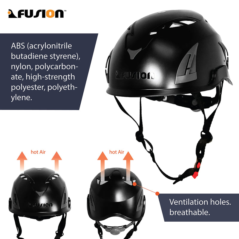 Fusion Climb Meka II Climbing Bungee Zipline Mountain Construction Safety Protection Helmet Black - BeesActive Australia