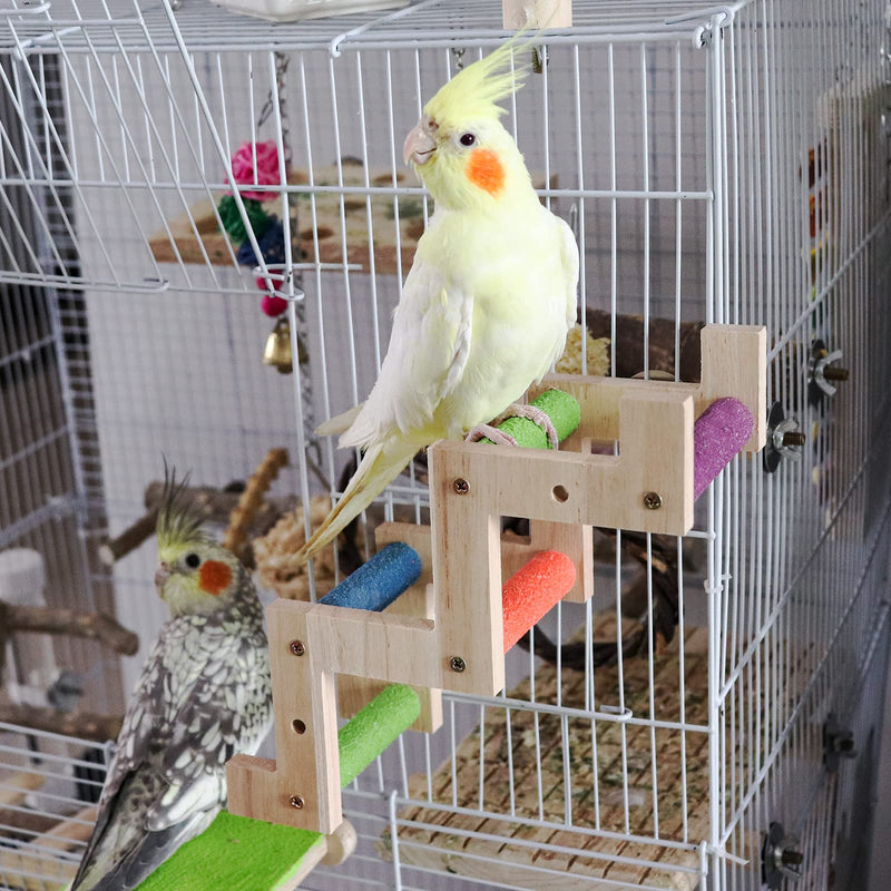 Bird Ladder Bridge, Wooden Pet Parrot Hamster Climbing Ladder Toys, Pet Bird Cage Accessories, Wood Climbing Ladder Perch for Bird Parrot Hamster Squirrel Sugar Gliders Parakeets Cockatiels Z Shape - BeesActive Australia