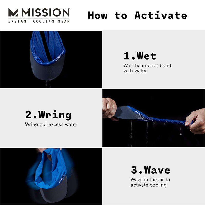 MISSION Cooling Stretchy Visor- Lightweight, No Slip Band, UPF 50 Black - BeesActive Australia