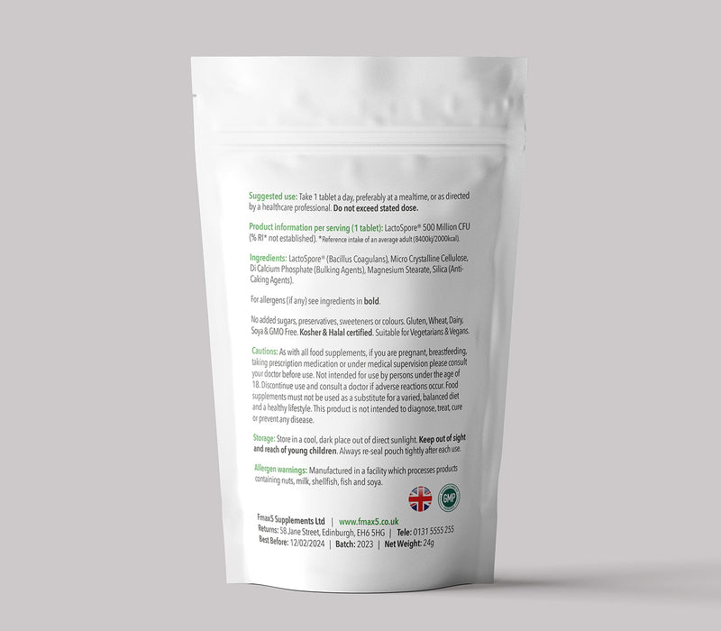 Probiotic Daily - Lactospore� (Bacillus Coagulans) 500 Million CFU - 90 Tablets � UK Made � FMax5 - BeesActive Australia