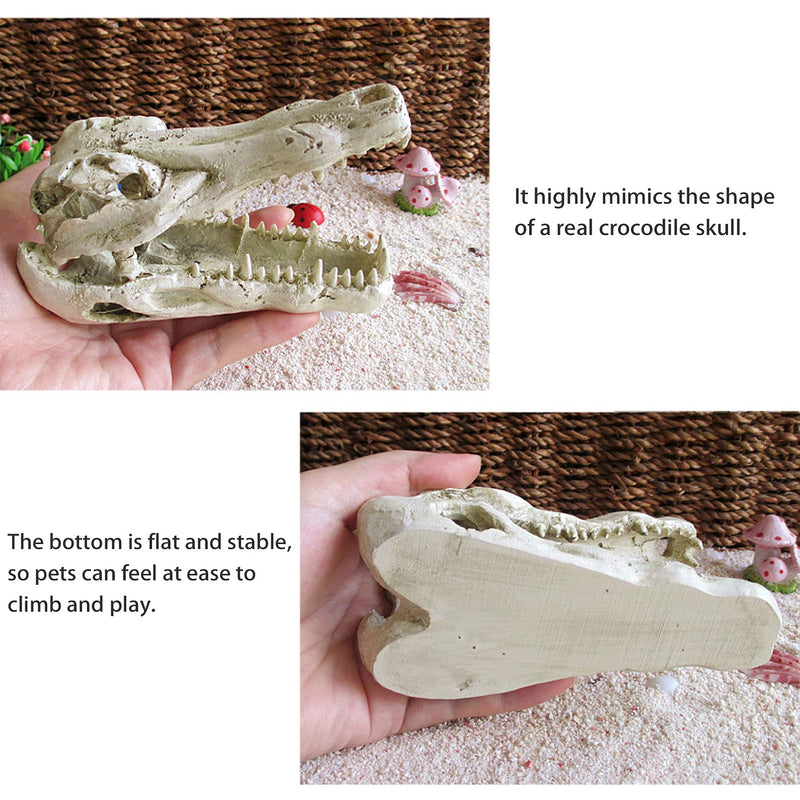 Tfwadmx Bearded Dragon Tank Accessories Reptiles Crocodile Skull Decorations Resin Human Skulls Hideouts Cave Habitat Lizard Plants Hanging Fake Vines Decor for Chameleon,Snake,Spider,Gecko and Fish - BeesActive Australia