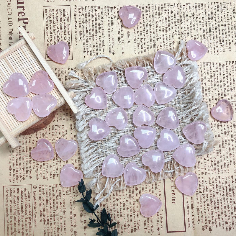 XIANNVXI 20 Pcs Rose Quartz Crystal Heart Stones Healing Crystals Gemstones Reiki Palm Stones for Meditation Energy Balancing - BeesActive Australia