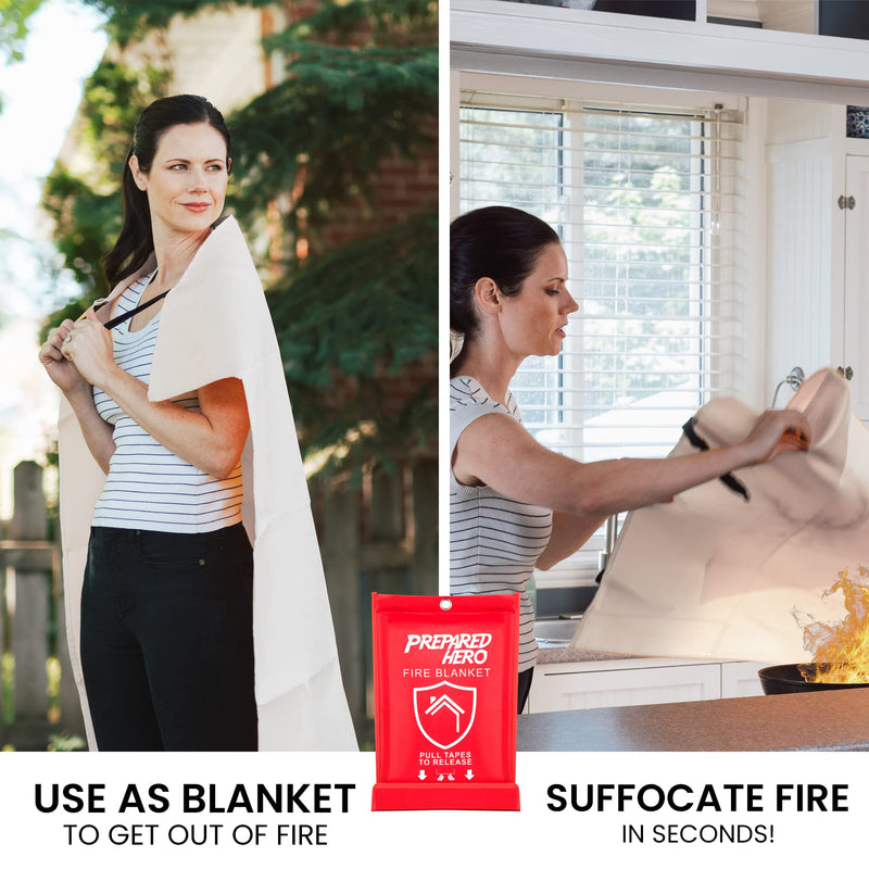Prepared Hero Emergency Fire Blanket - 1 Pack - Fire Suppression Blanket for Kitchen, 40” x 40” Fire Blanket for Home, Fiberglass Fire Blanket 1-pack - BeesActive Australia