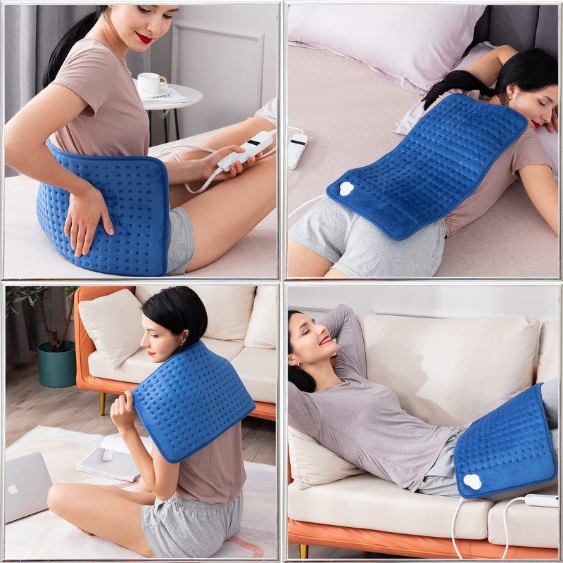 Electric Heat Pad - Heating Pads for Back Pain Relief, Auto Shut Off Heated Pad, Machine Washable 30x60 cm (Royal Blue) Royal Blue - BeesActive Australia
