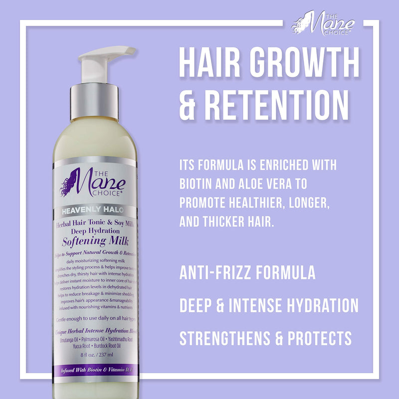The Mane Choice Heavenly Halo Herbal Hair Tonic & Soy Milk Deep Hydration Softening Milk 8oz (8oz) - BeesActive Australia